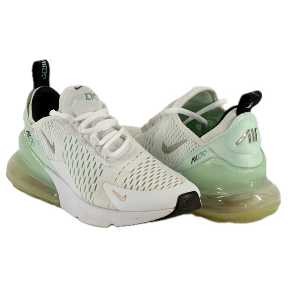 Nike Air Max 270 White Green Women Size 7 Low Top Lace Up Running Walking Gym - Picture 1 of 11